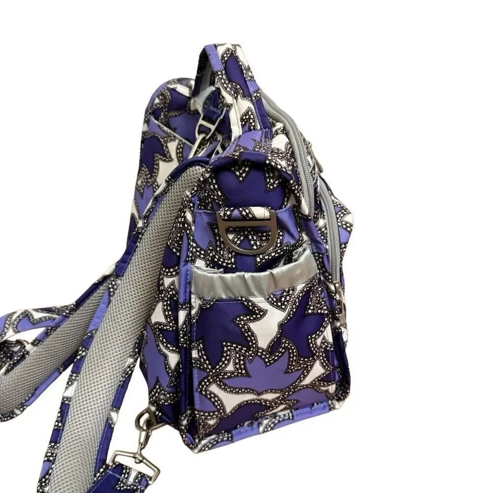 Ju-Ju-Be B.F.F. Diaper Bag Backpack in Lilac Lace Purple Leaf Print